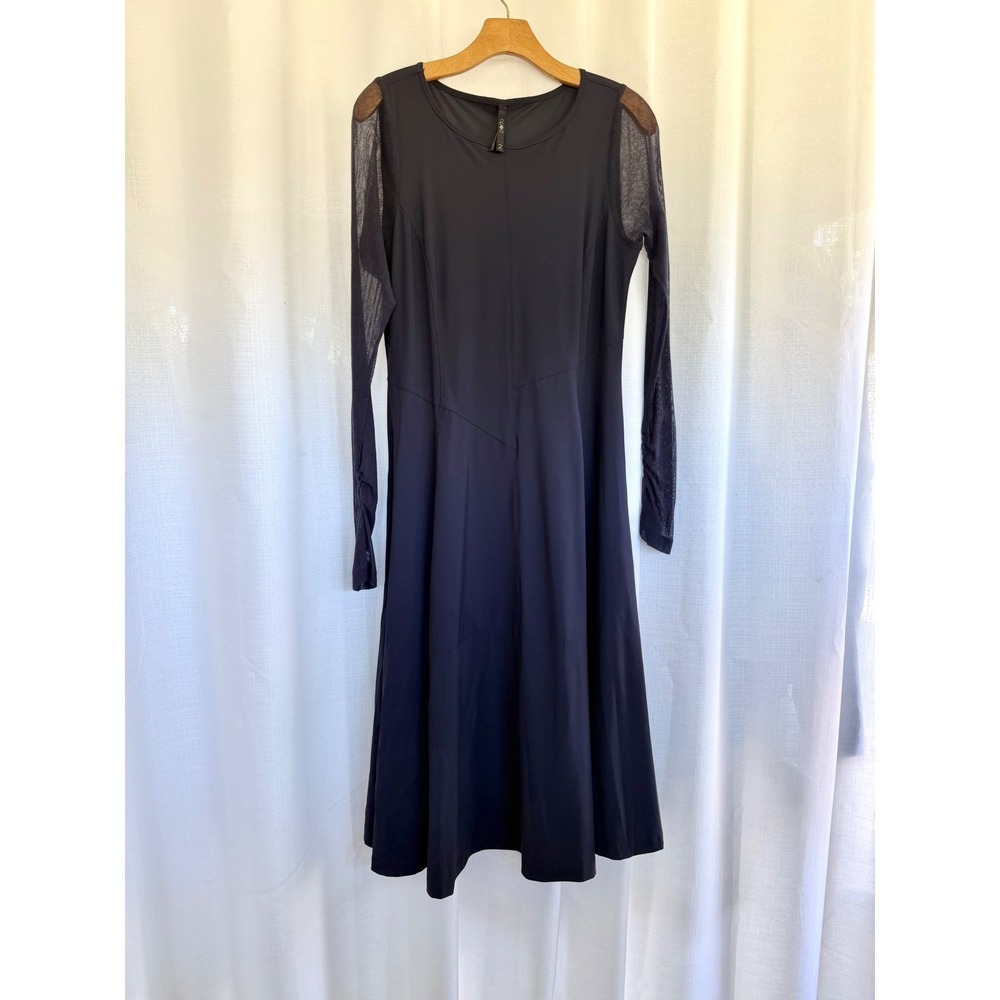 Porto San Francisco Navy Blue Mesh Sleeve Dress Size 2 (Medium) Designer Travel